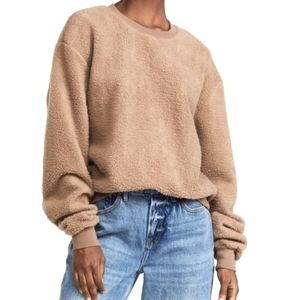 Good American boyfriend sherpa pullover sweatshirt women's size 1